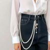 Portefeuille Exquis Punk Perle Imitation Chaîne de Ceinture Porte-clés Hommes Femmes Mode HipHop Pendentif Cœur Chaîne de Jean Bijoux