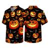 Men's Short Sleeve V Neck Halloween Print Medical Scrub Top with Chest Pocket Comfortable Fit Workwear for Healthcare Professionals