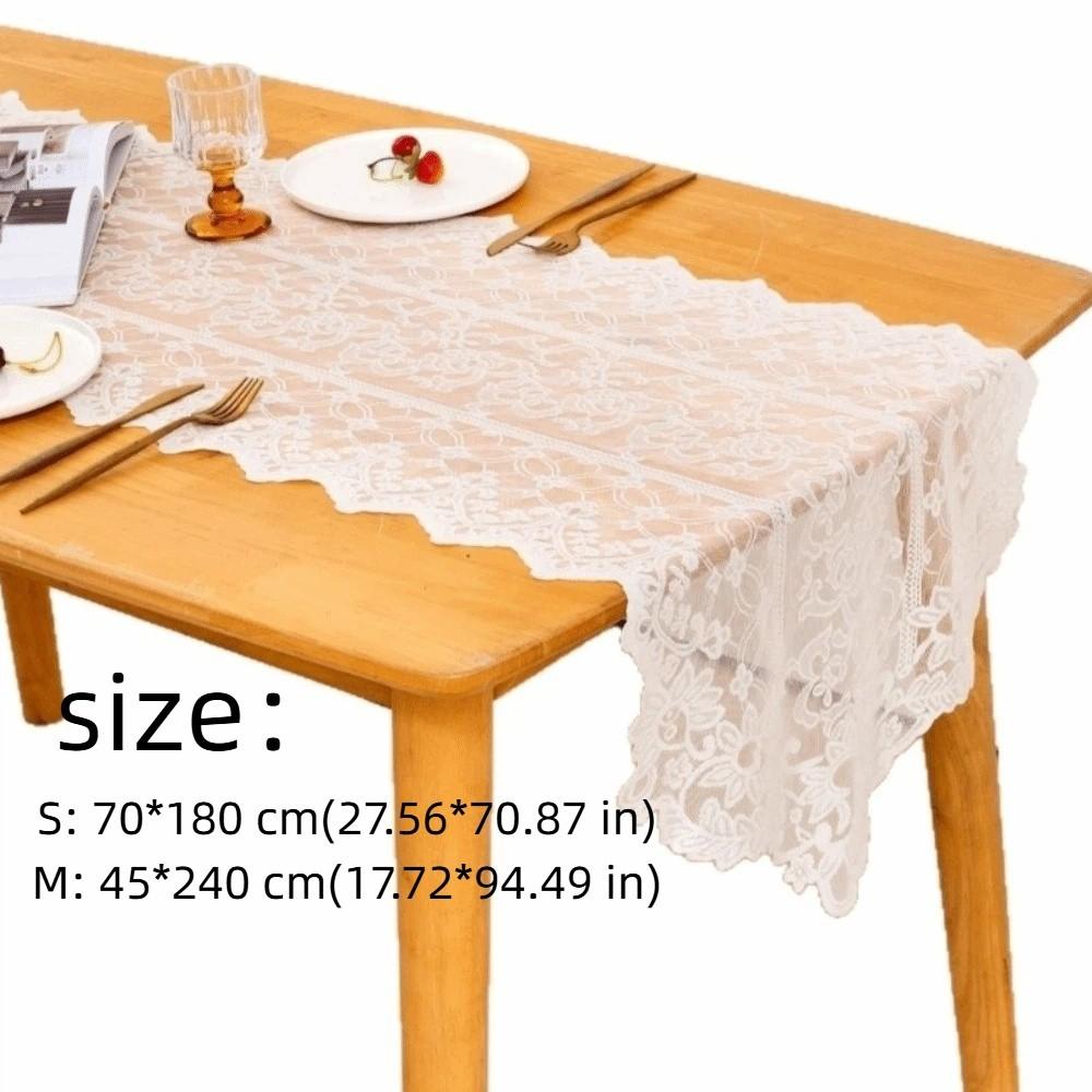 Romantic Elegant Lace Table Runner French Style Soft Table Cover Polyester Long Strip Shape Table Flag Dining Room