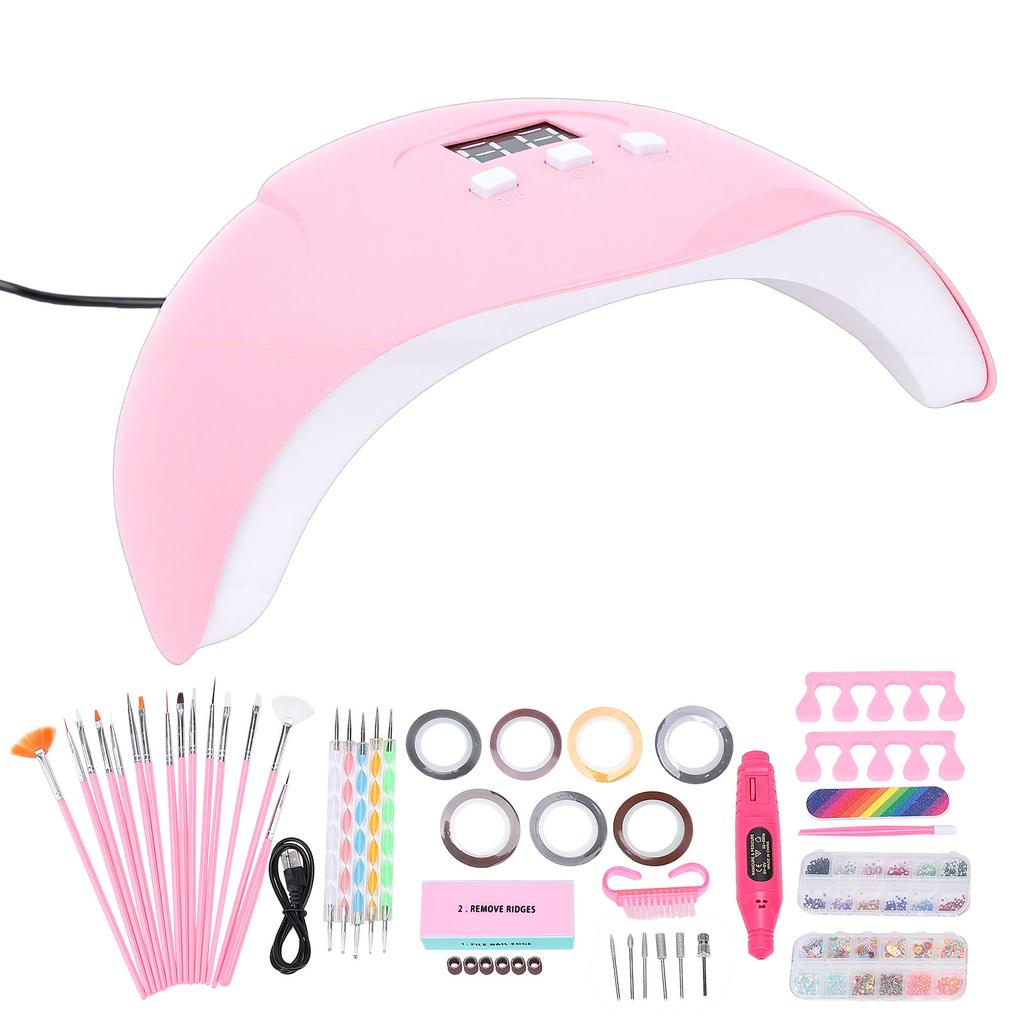 Nail Art Kit for Beginners with Nail Drill Manicure Lamp Glitter Decoration for Women Home DIY