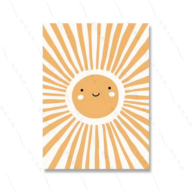 Cute Cartoon Nursery Wall Sun Rainbow Poster Print Animal Kids Room Painting Print Child Little Bear Flower Canvas Home Decor