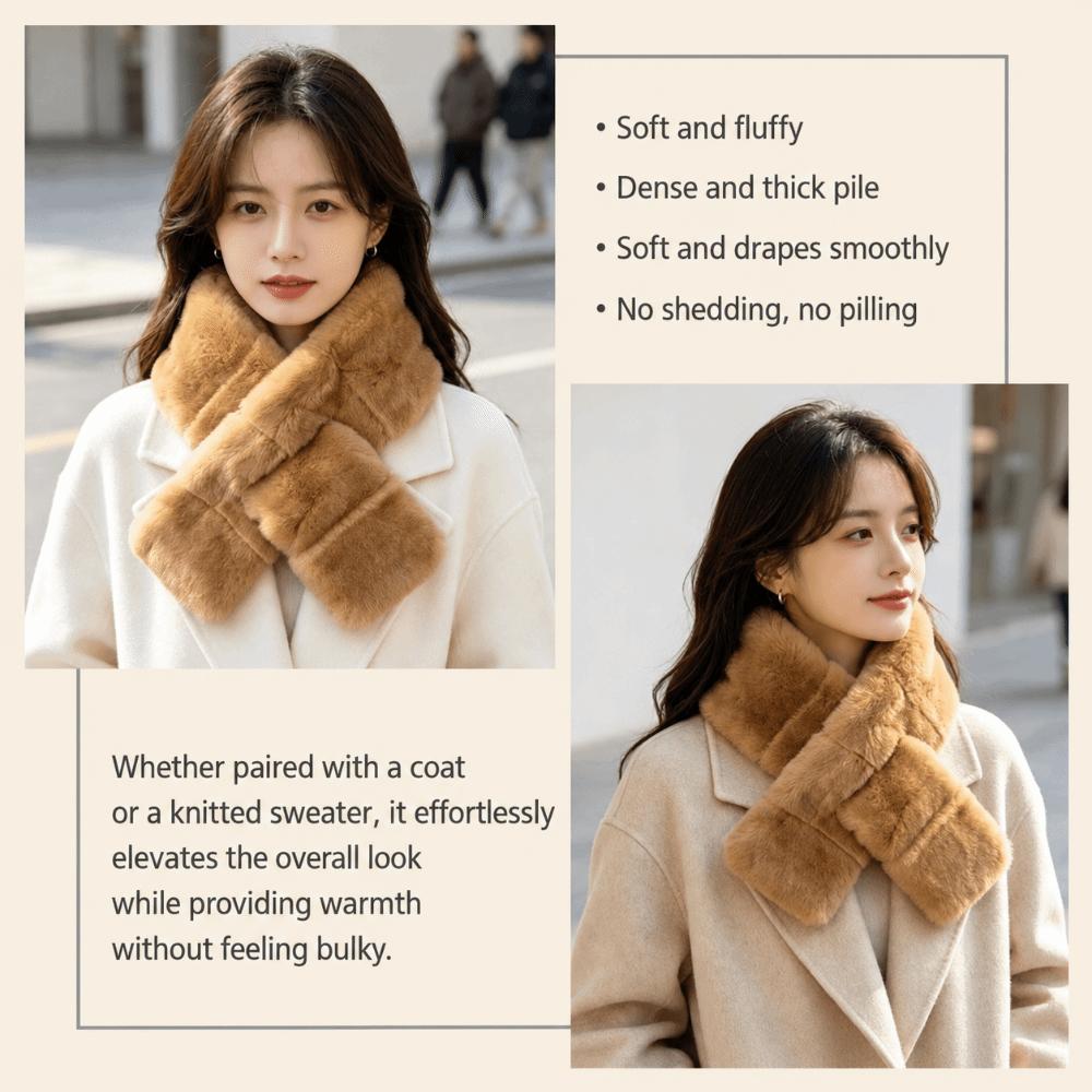 Soft Plush Cross Scarf Furry Winter Collar Scarf Korean Style Neck Scarf Women Girl
