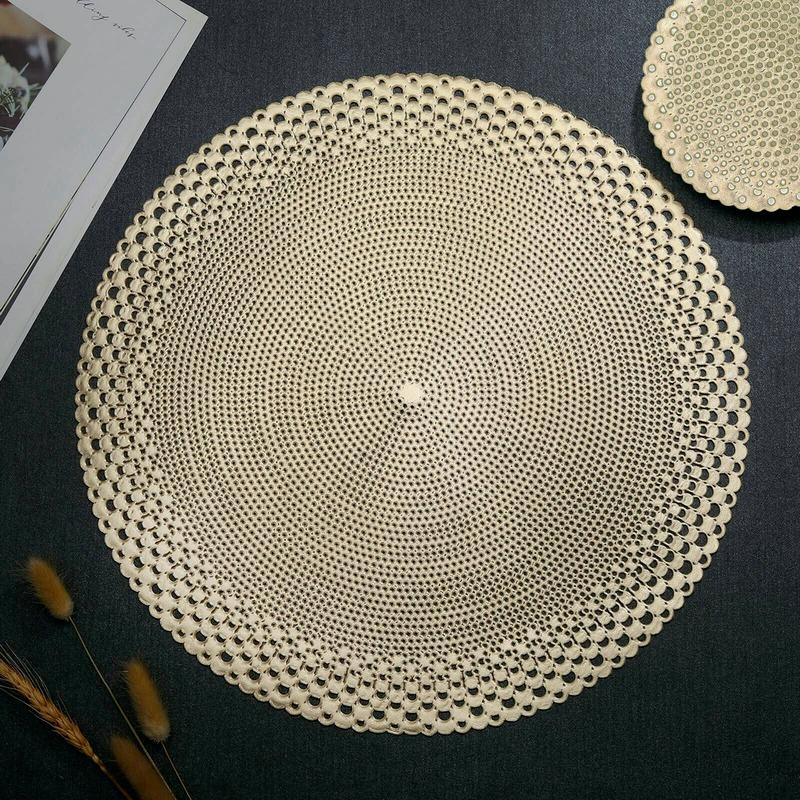 Gold Placemats Coasters Round Vinyl Place Mat For Kitchen Dining Table Wedding At Affordable S Free Real Reviews With Photos Joom Kitchen Dining Table Wedding, Black Round Table Mats And Coasters