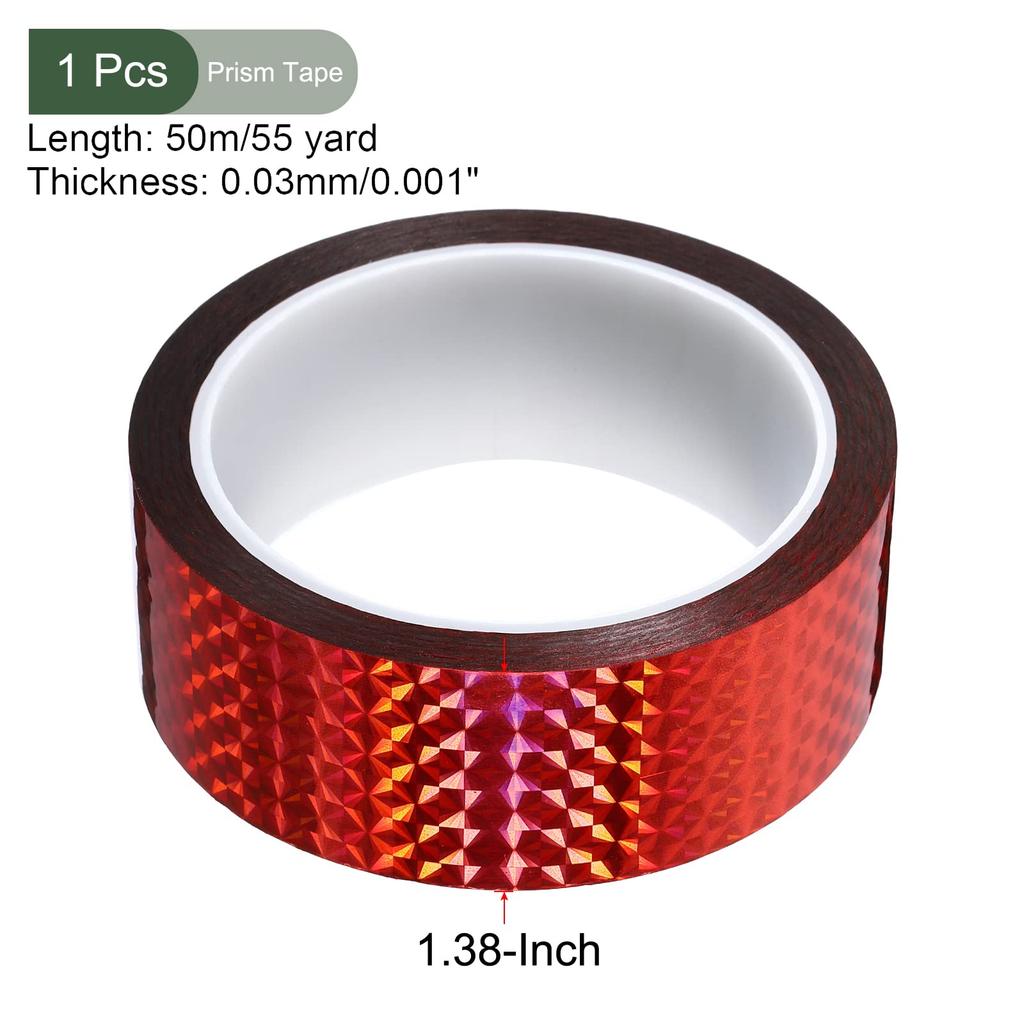 YOKIVE Prismatic Holographic Reflective Decorative Perfect for Craft DIY and Everyday Use x 55 Tape, Self-Adhesive Tape, Projects, Arts, Home, (Red,