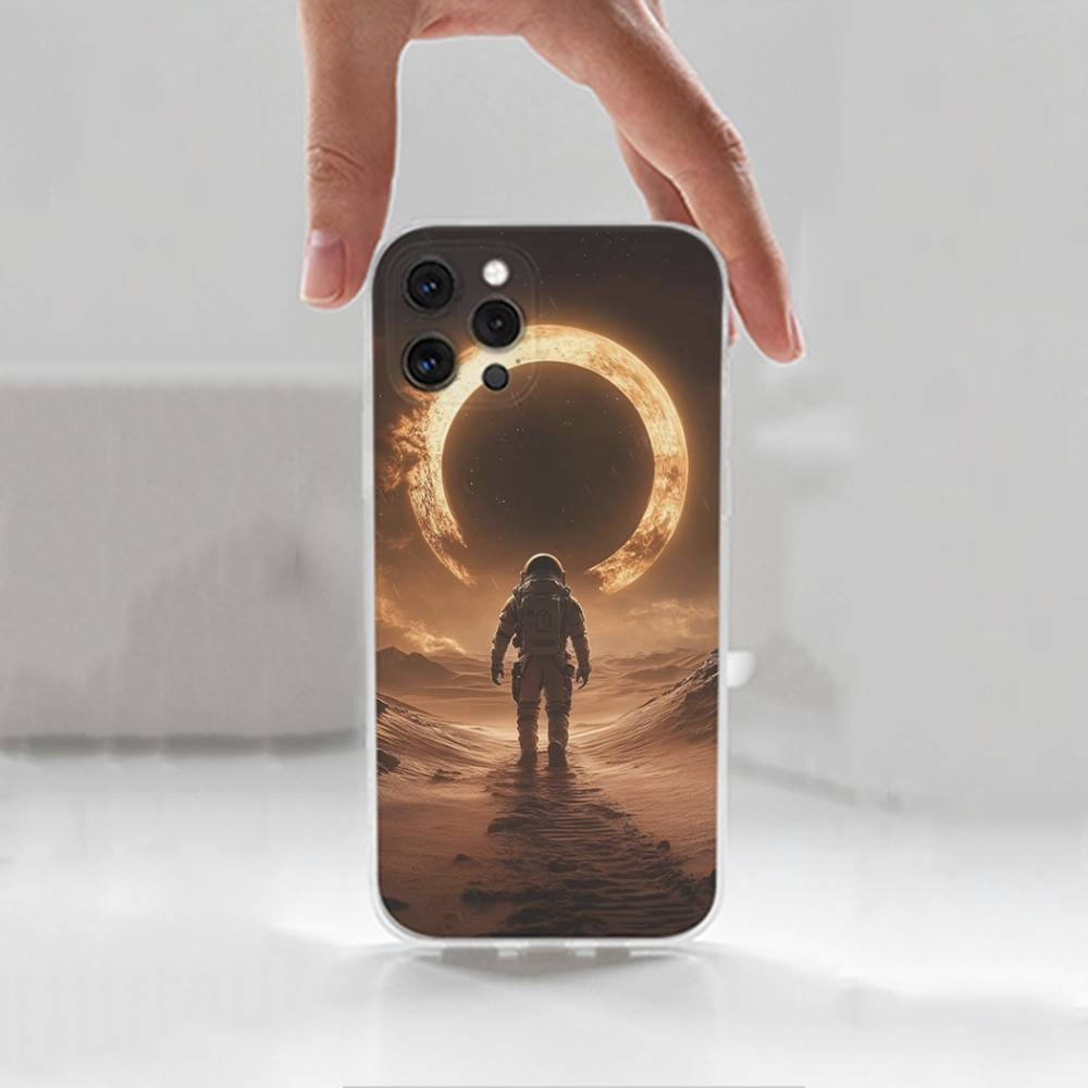 Universe Art Astronaut Phone Case For iPhone 14,13,12,11,17,16,15,Pro,Max,Plus,X,XS,XR,SE,Mini Transparent Soft Cover