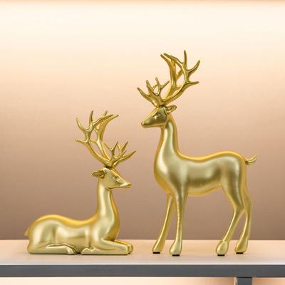 Creative Deer Desktop Ornament Sitting/Standing Position Modern Reindeer Sculpture Cute Durable Christmas Deer Statue