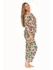 Women's Two-Piece Long Pajama Set, Button-Down, Viscose, Collar, MORAJ M PATT 1