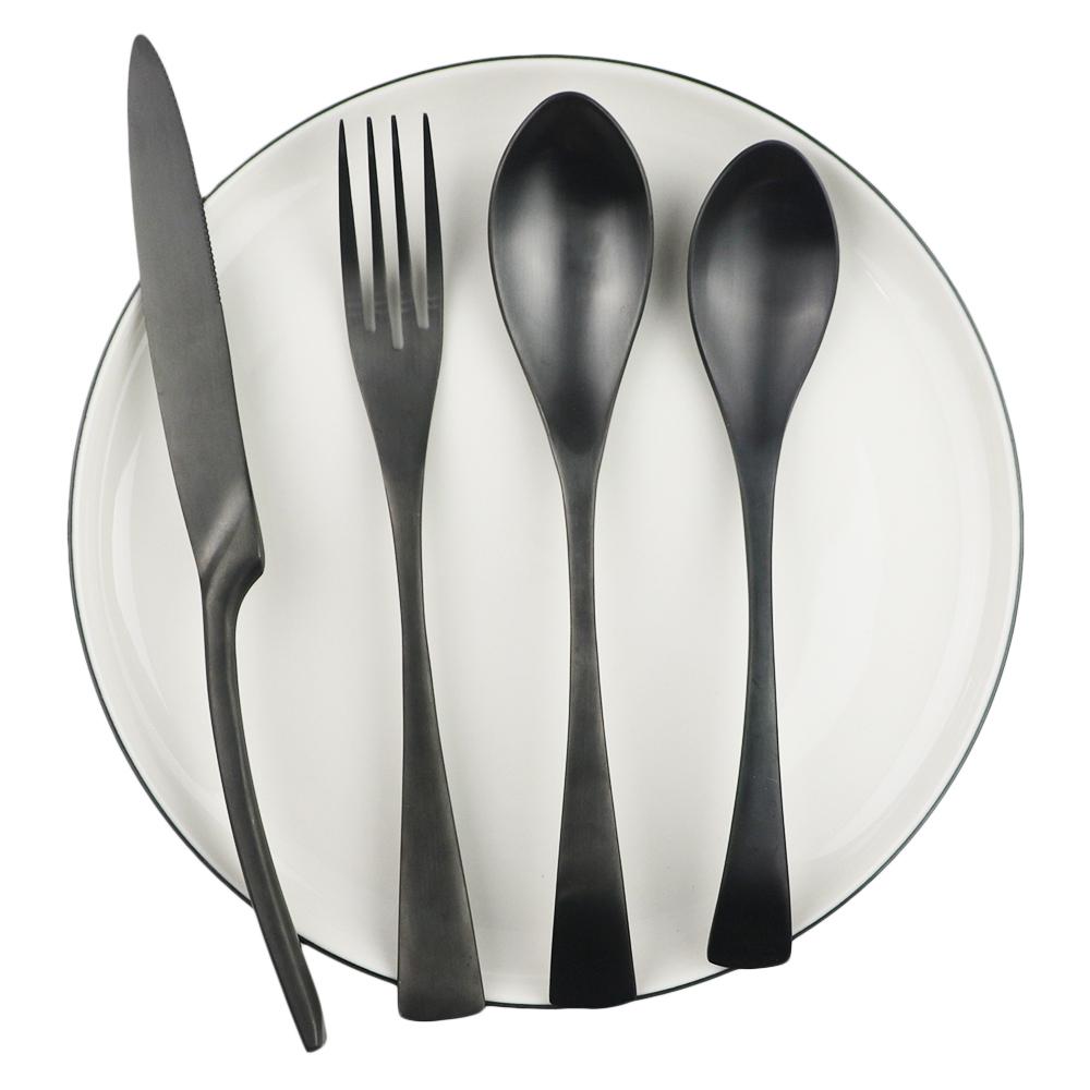 4pcs/set Western Tableware Set Stainless Steel Matte Cutlery Flatware Set Rose Gold Knife Fork Dessert Spoon Kitchen Dinnerware Set