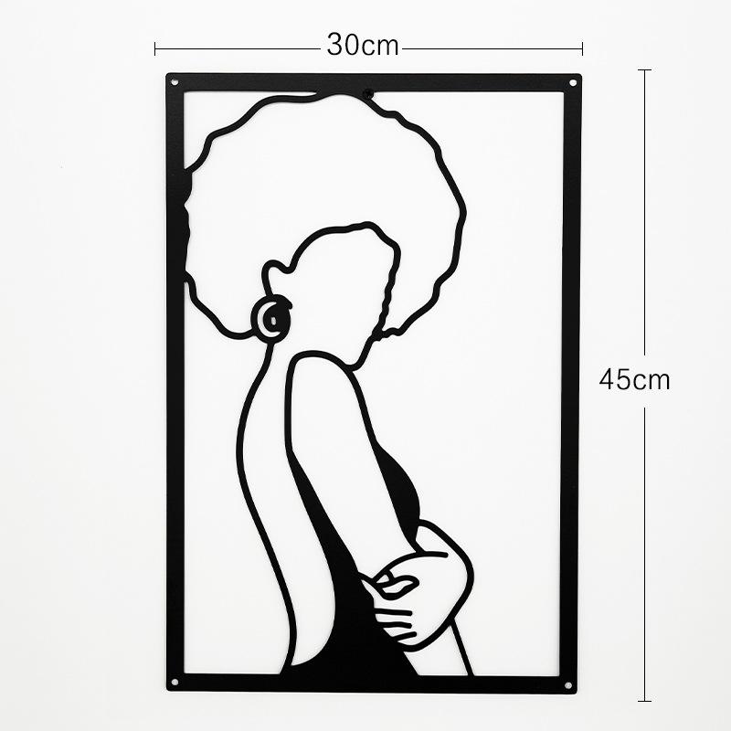 Metal Wall Painting Iron Wall Hanging Decoration Nordic Woman Silhouette Home Decor Macrame Wall Ledges Living Room Decor Gift