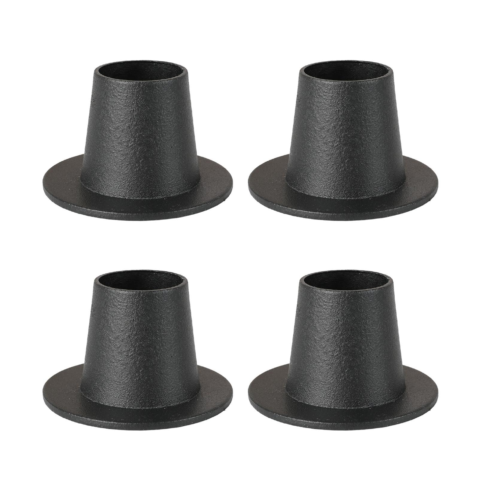 

4pcs Gold/Black Metal Candle Holders Taper Candlestick 5cm/2 Column Plate Minimalist Vintage Decor Dinner Table Wedding Party матовий чорний колір