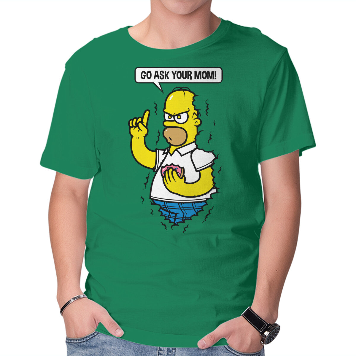 Unisex Crew Neck T-Shirt Go Ask Your Mom Graphic Short Sleeve Casual Tee XL