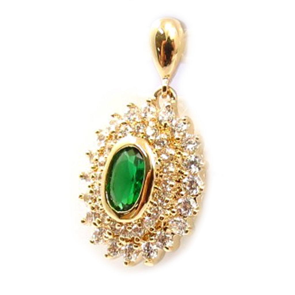 Les Trésors De Lily [K7161] - Pendentif Plaqué Or 'Sissi' vert blanc doré - 13x15 mm