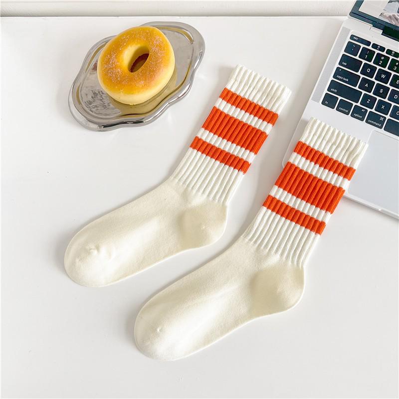 

Носки в японском стиле Tide Cityboy, ретро, в полоску - унисекс, средней длины, хлопковые, спортивные, махровые One Size