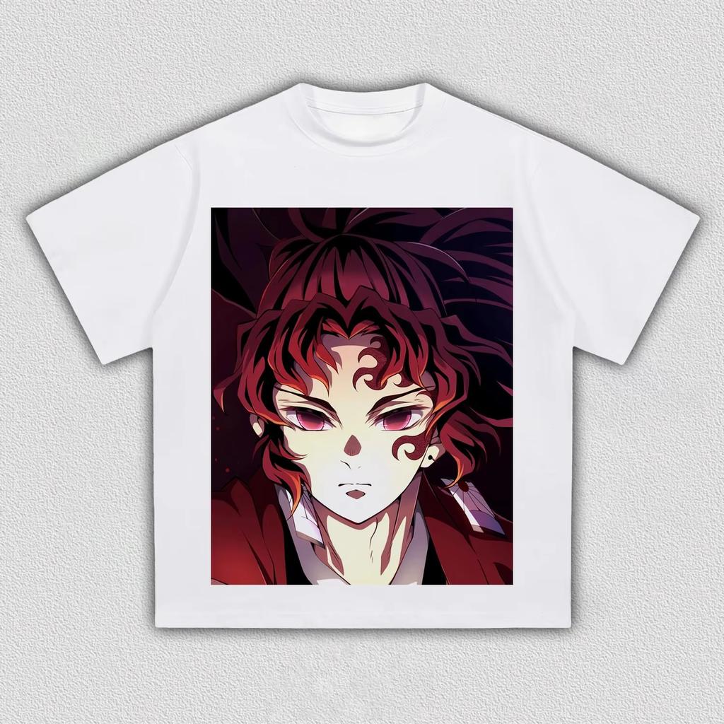 Demon Slayer Yoriichi Tsugikuni Anime Print T-shirt, Unisex Cool Manga Art Graphic Tee, Casual Streetwear Short Sleeve Top