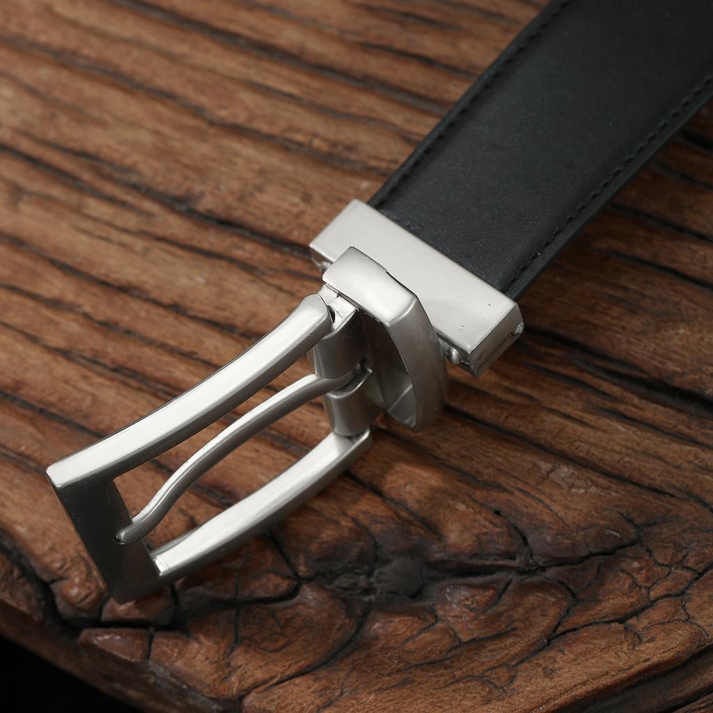 Men'S Belt Pu Rotary Buckle Double-Sided Belt Premium Belt Children'S Pin Buckle Casual Pants With Trend