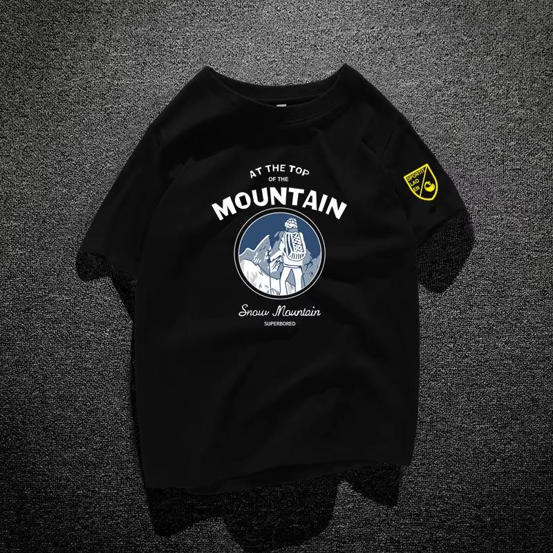 At The Top Of The Mountain Snow Mountain Graphic Tshirt Unisex Unisex Cotton Short Sleeve Oneck Casual Black Outdoor Tee Tops