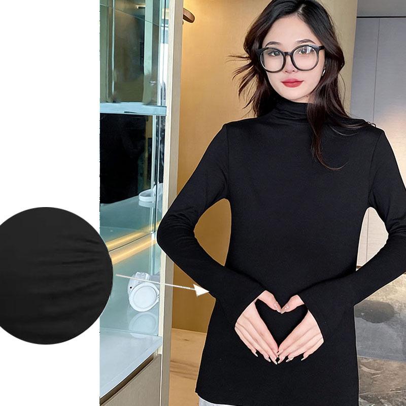

Internet-Famous Maternity Turtleneck T-Shirt: Plus-Size, Solid Color, Bump Concealing, Perfect for Spring/Summer. M suggests 85-105 lbs