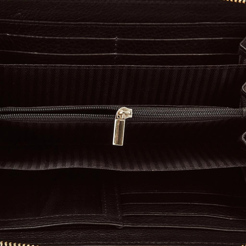 Women' Leather Wallet with Wings Croco Black Wrist Strap