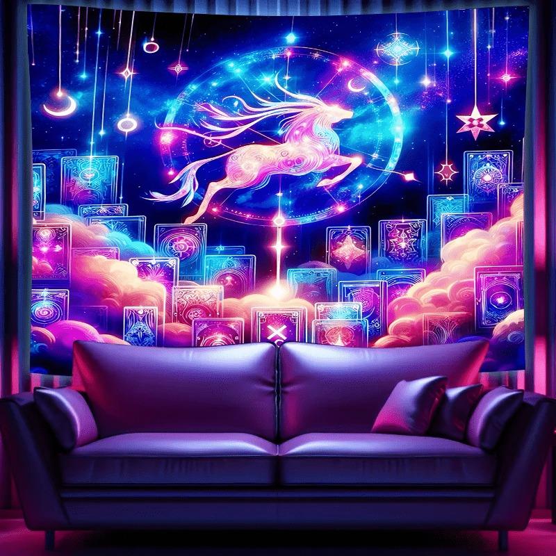 Ultraviolet Cosmic Black Hole Luminous Tapestry, Indoor Mood To Create Atmosphere, Psychedelic Luminous Art, Bedroom Decoration