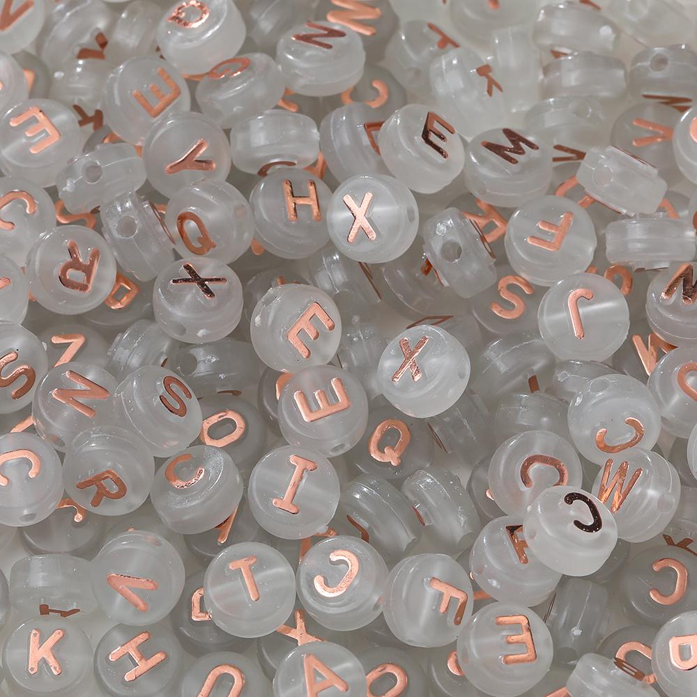 30pcs 6*10mm Mixed Acrylic Letter Beads Round Spacer Loose Beads for DIY Necklace Bracelet Earring Jewelry Making Accessories