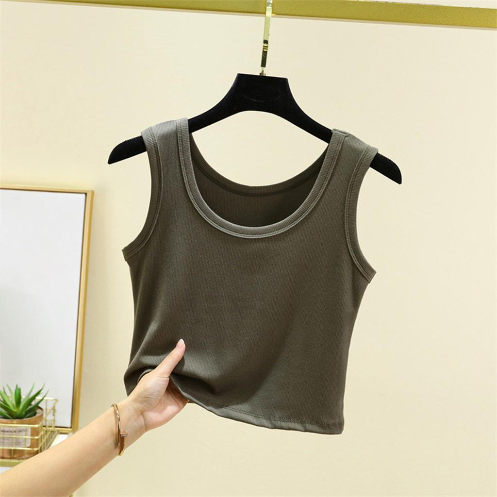 Women's Casual Summer Short Vest Knitted Thread Inner Bottom Sleeveless Solid Color Thin Top