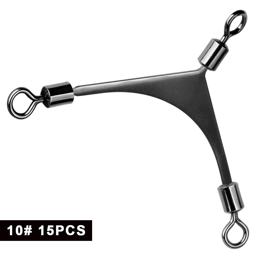 15PCS 360° Rotating American Shoulder Swivel 3-Way Fishing Connector Anti-tangle Leader Line Rig Accessories