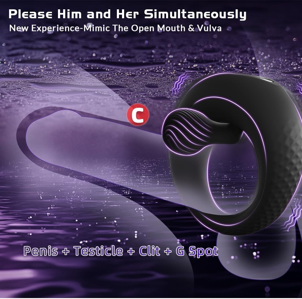 Vibrating Cock Ring with 360° Adjustable Beads Clitoral Stimulator,Penis Ring Vibrator Soft Material 8 Vibrations Penis Ring Adult Sex Toys