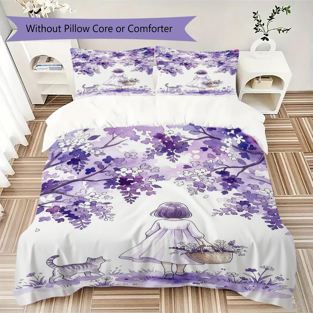 Watercolor style Pattern Bedding uilt Set uilt Cover Pillowcase Home Decoration Birthday Gift (1 * duvet cover + 2 * pillowcase  without core)
