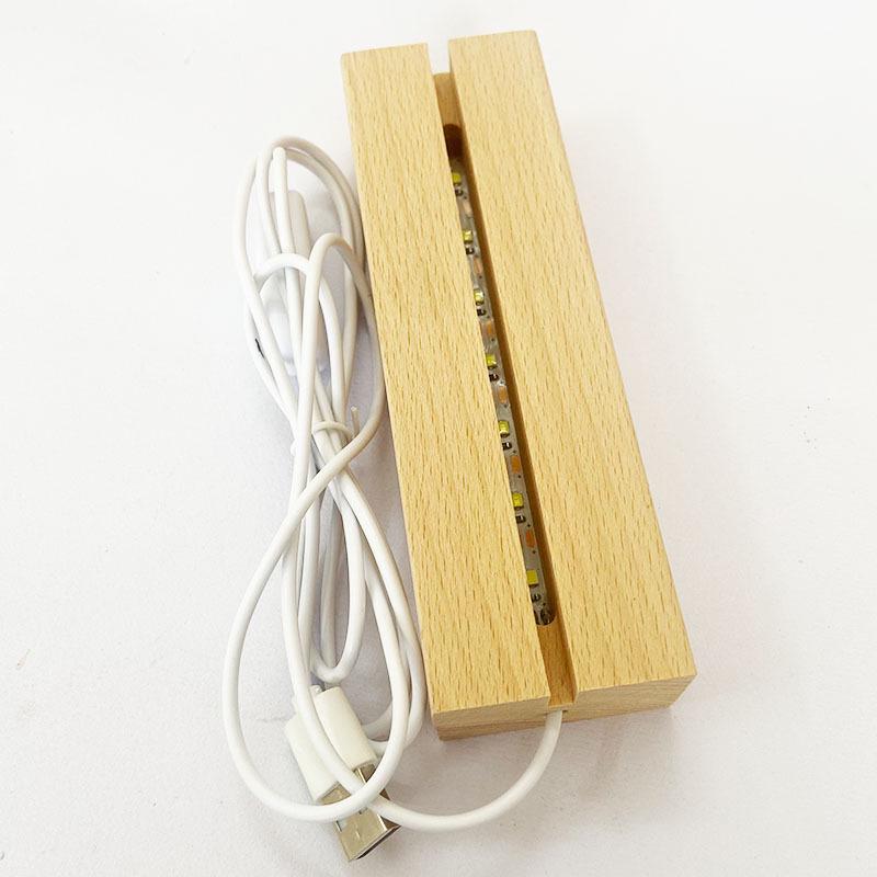 Beech Wood LED Luminous Acrylic Base Night Light Plug-in Stand