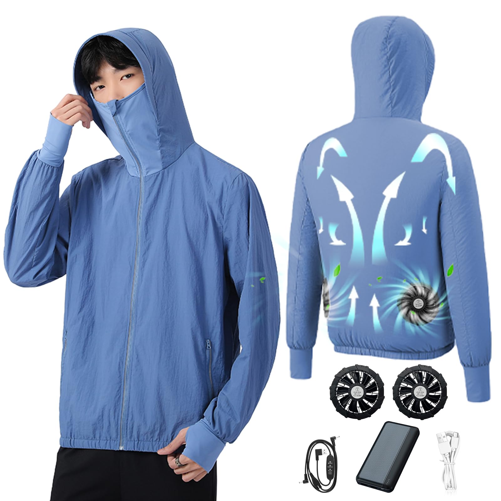 

[YORIYOI] Женская рабочая одежда с кондиционером, длинные рукава, рабочая одежда с вентилятором, 20000 мАч, 18 часов работы, комплект вентиляторов, женская рабочая одежда, шляпа