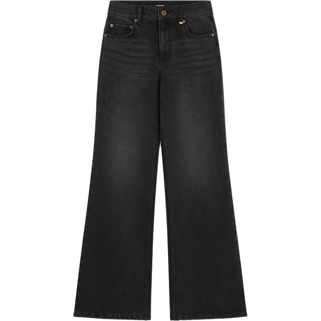 WE11DONE Distressed Mid-Rise Pocket Zipper Jeans Women bottoms Black WD-DP2-24-346-W-BK