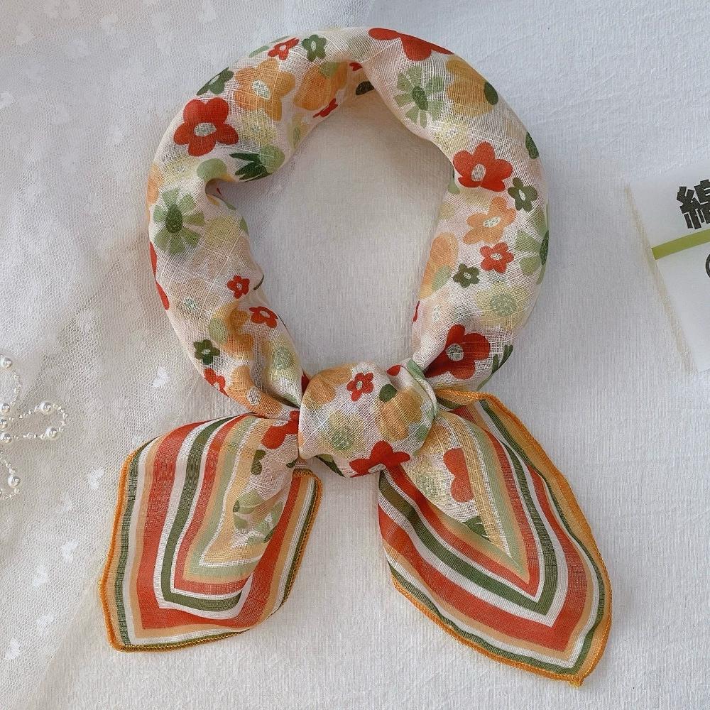 58*58Cm Women Square Neckerchief And Headscarf Female Floral Print Small Shawls Scarves Spring Summer Headband Scraves