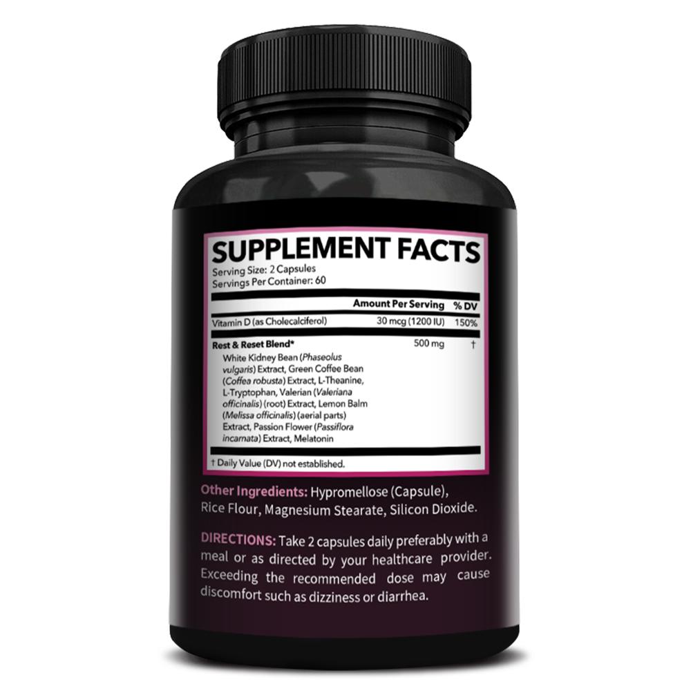 Bunkell Fat Burner Women's Night Time Rest & Reset Blend Dietary Supplement 120 Capsules