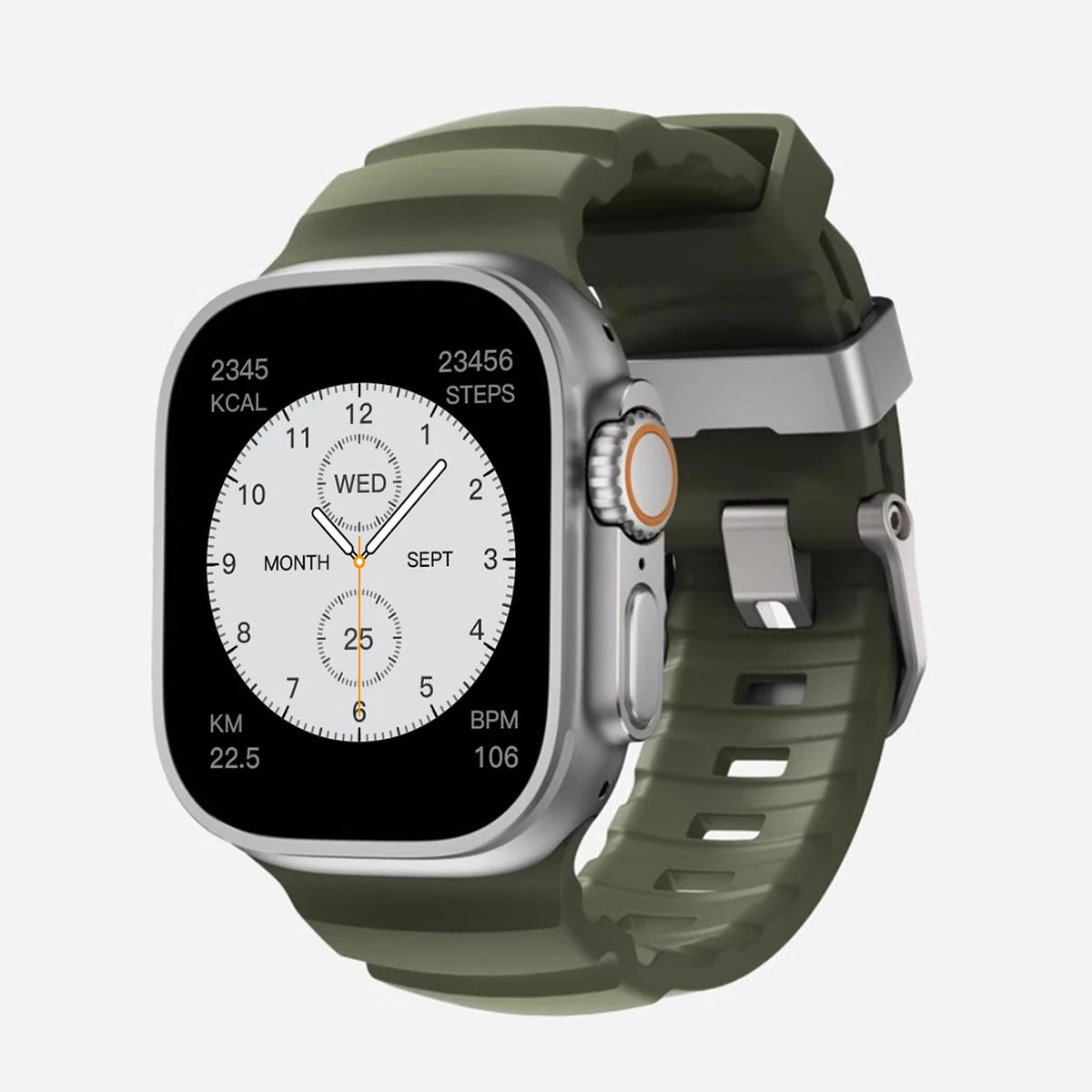 

NEW Sport Silicone Band For Apple Watch Ultra 3 11 10 9 8 7 6 SE3 Titanium Metal Bracelet Strap For iWatch 42mm 44 45 46mm 49mm 42 44 45MM