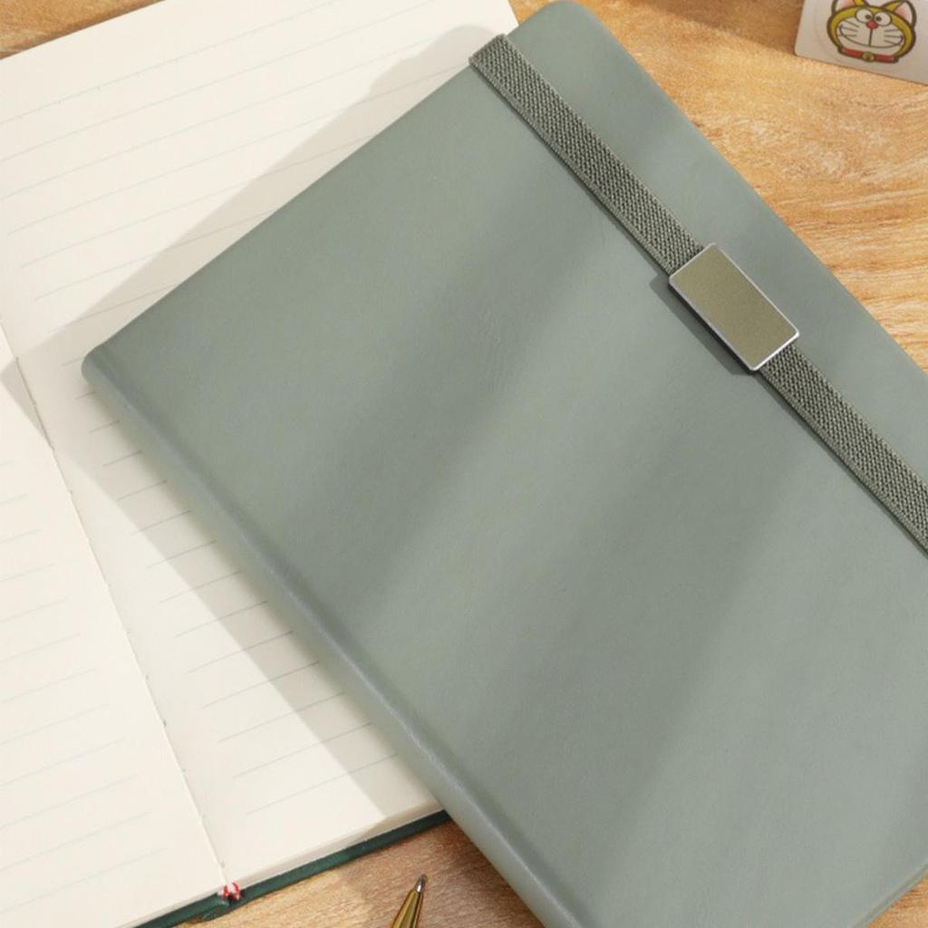 A5 leather business notebook, with strap design, work meeting record book, subject notebook, thickened student diary, lined pages