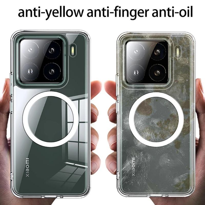 Transparente Magsafe-Magnethülle für Xiaomi 15 Pro Hülle Original Airbag Stoßfestes, robustes Shield-Case für die Rückseite des Xiaomi 15
