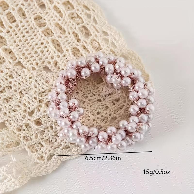 6PCS Pearl scrunchie elastic hair cord for women's and girls' hair accessories