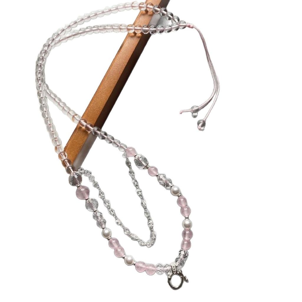 Exquisite Rose Quartz Necklace with Quick Release Buckle - Versatile Thangka Thai Amulet Chain