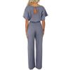 Women's Elegant Slimming Jumpsuit Solid Color Short Sleeve Batwing Lace Up Waist Commuting Pantis Fashion