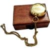 India Brass Push Button Lid Compass Chain with Gift Wood Box Compass  (Gold