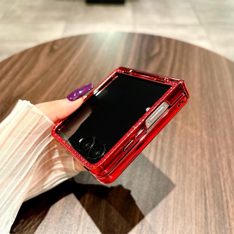 For Samsung Galaxy Z Flip7 5G Case Hinge Protection Rhinestone Glitter PC Phone Cover