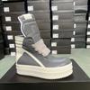 R-o Designer Boots Men Sneaker Women Gray Leather Grey Ankle Boot Jumbo Laces Platform 6cm Thick Sole High Top Shoes Casual Shoe