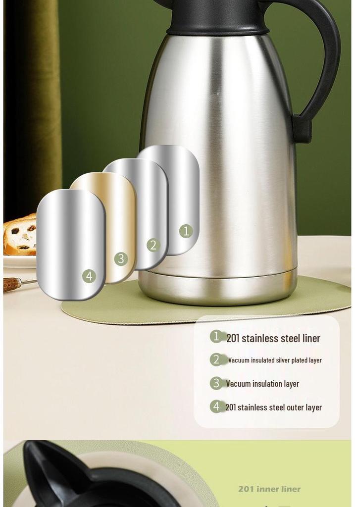 Chickpea Stainless Steel European Style Coffee Pot - Multi-Functional Insulated Thermal Kettle for Hot & Cold Storage.