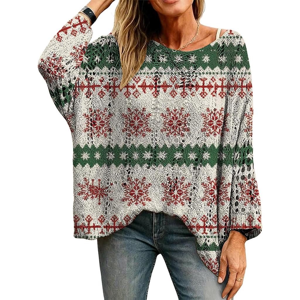 Hollow Out 3D Print Long Sleeve Christmas Sweater