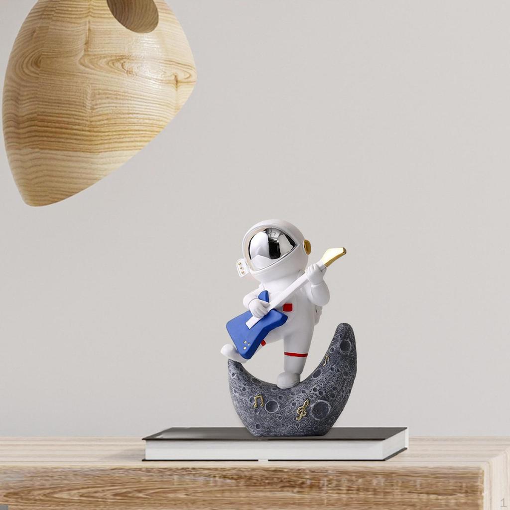 Astronaut Figurine Music Ornament Cake Topper Collectible Spaceman Sculpture Resin for Home Outer