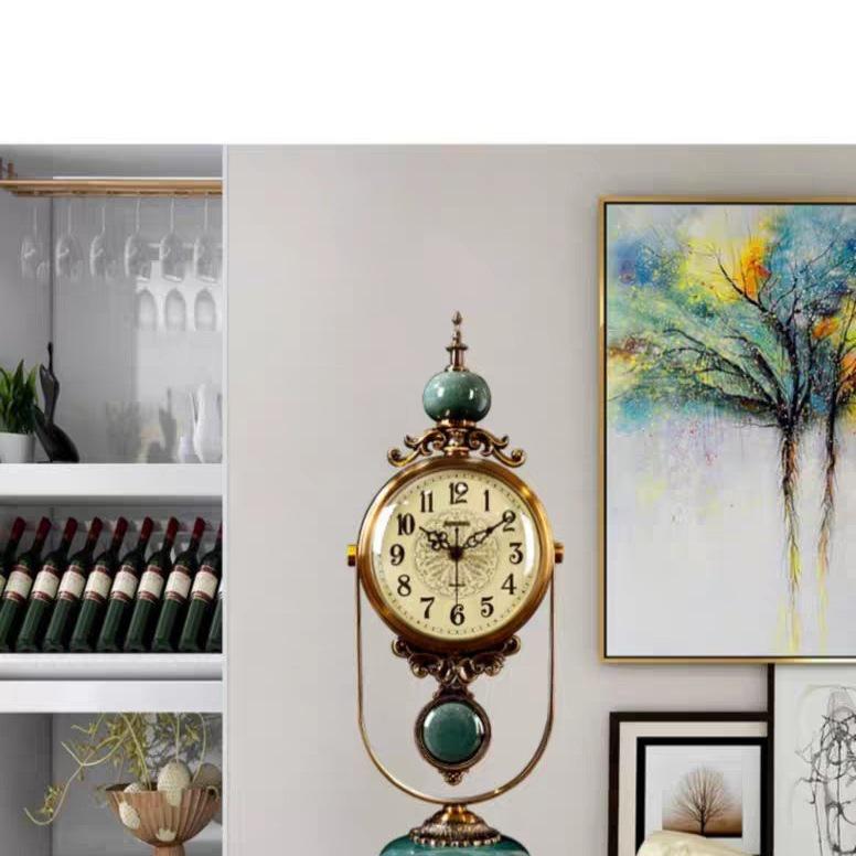 Grand Style European Retro Table Clock - 2026 New American-Style Desktop Pendulum Clock for Living Rooms