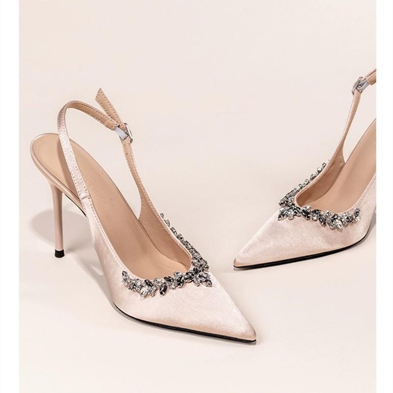 2025 Heißer Verkauf Neue Frühling- und Sommer-High Heel Damen Sandalen Mode Spitzschuh Kristallschuhe Damen Elegant Tanzparty Pumps