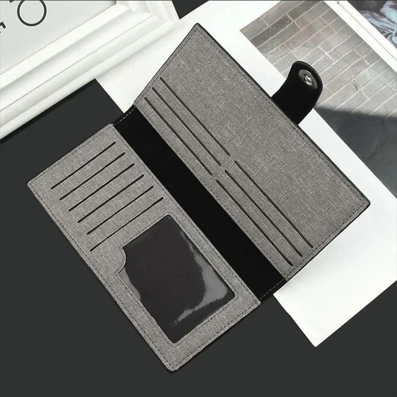 Canvas Geldbörse Herren Lange Geldbörse Mehrfachkarten Einfach Ultradünn Münzfach Bankkartenhalter Clutch Fotoklammer Bifold Geldbörse