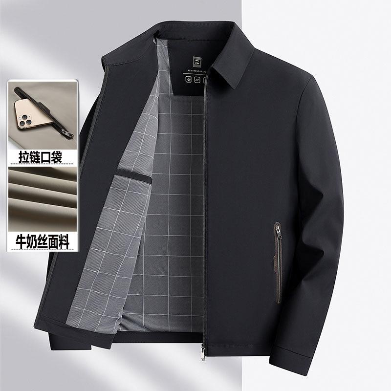New high-quality milk silk lapel jacket executive business senior casual lapel jacket dad jacket