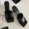 Fashion Summer New Design Concise Wedges Mid Heels Women Shoes 2025 Fashion Square Toe Slippers Party Dress Sexy Comfy Women Sandals